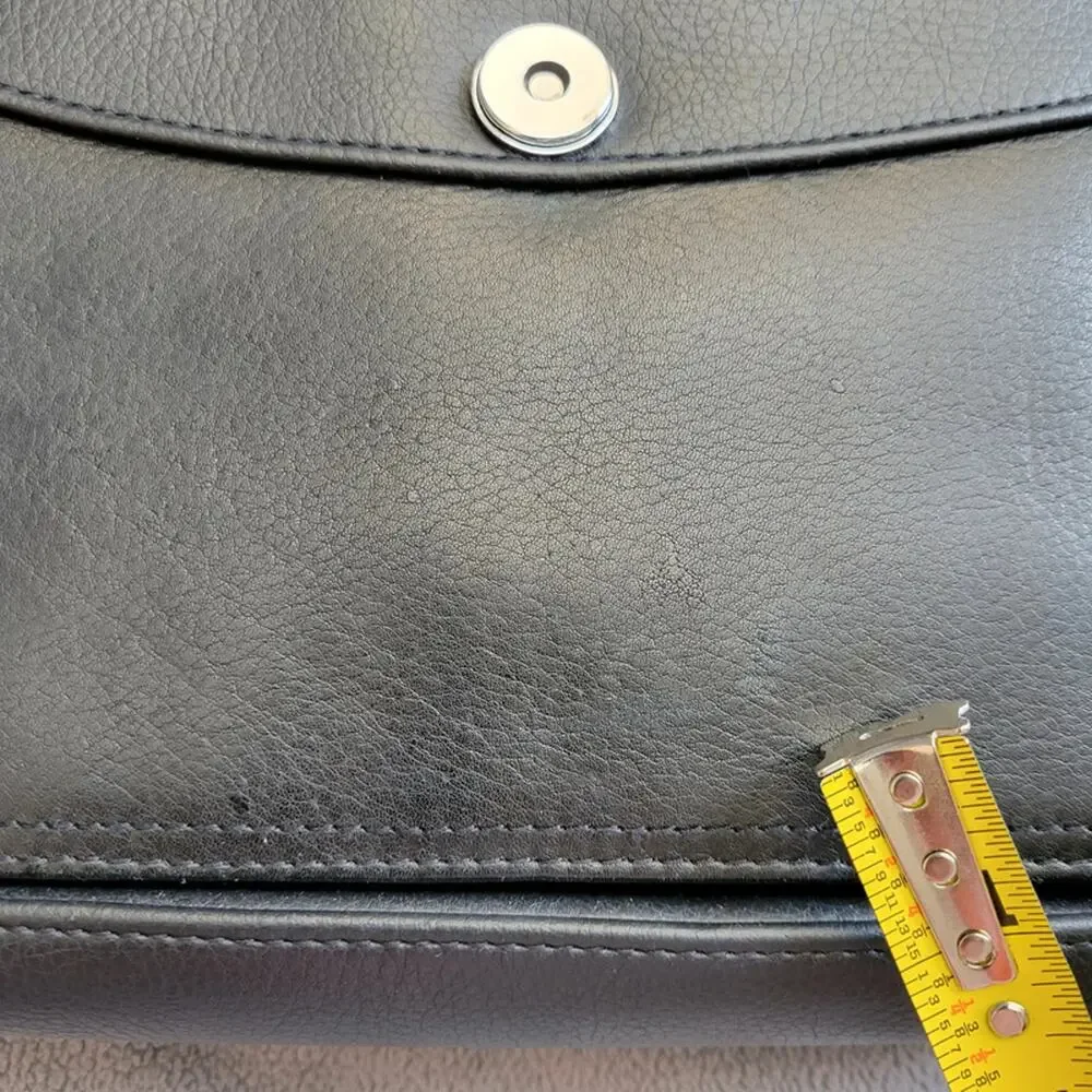 Genuine Black Pebbled Leather Vintage Style Organizer Handbag Multi Pocket‎